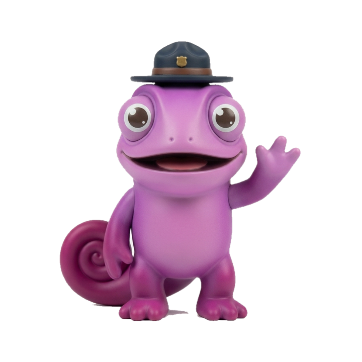 Parker the chameleon waving